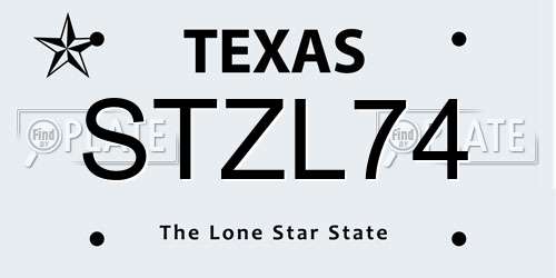 STZL74 Texas License Plate