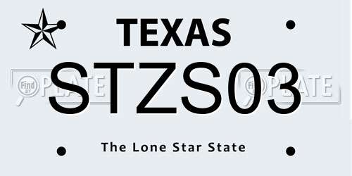 STZS03 Texas License Plate
