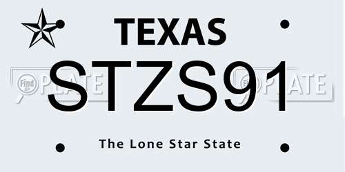 STZS91 Texas License Plate