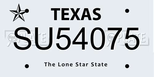 SU54075 Texas License Plate