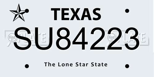 SU84223 Texas License Plate