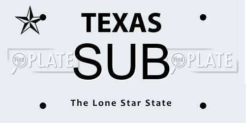 SUB Texas License Plate