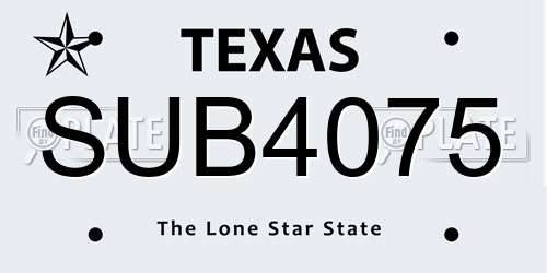 SUB4075 Texas License Plate