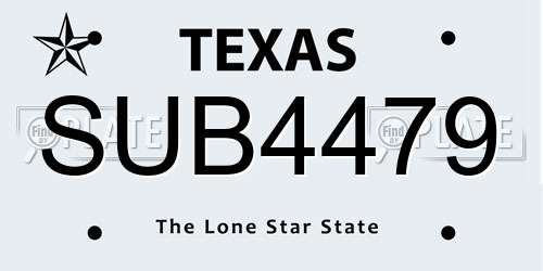 SUB4479 Texas License Plate
