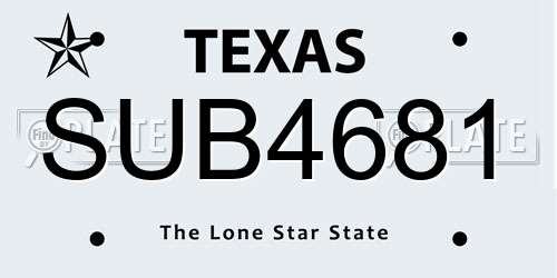 SUB4681 Texas License Plate