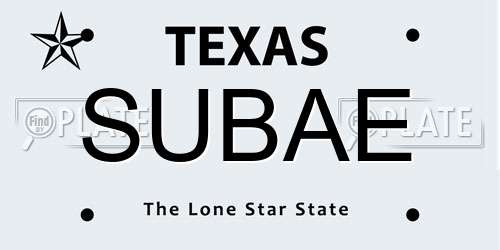 SUBAE Texas License Plate