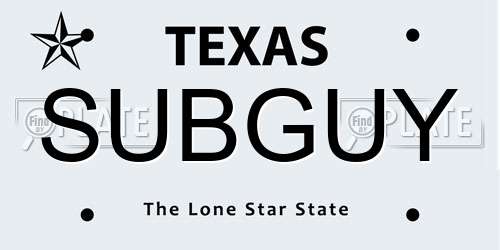 SUBGUY Texas License Plate