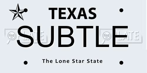 SUBTLE Texas License Plate