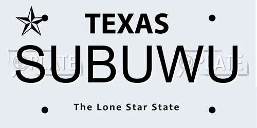 SUBUWU license plate in TX state