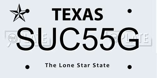 SUC55G Texas License Plate