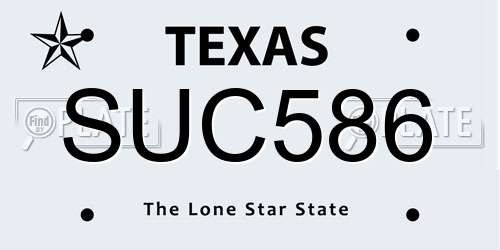 SUC586 Texas License Plate