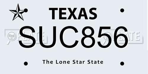 SUC856 Texas License Plate
