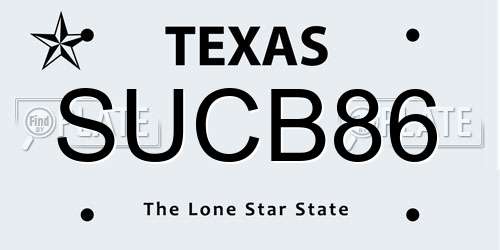 SUCB86 Texas License Plate