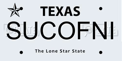 SUCOFNI Texas License Plate