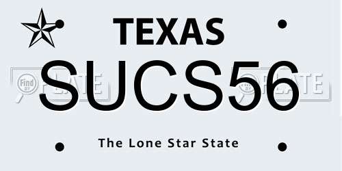 SUCS56 Texas License Plate