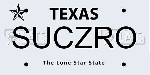 SUCZRO Texas License Plate