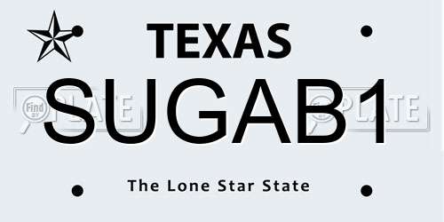 SUGAB1 Texas License Plate