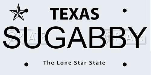SUGABBY Texas License Plate