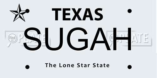 SUGAH Texas License Plate
