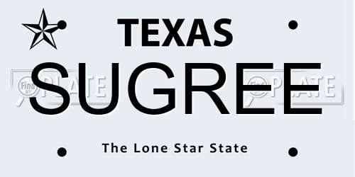 SUGREE Texas License Plate