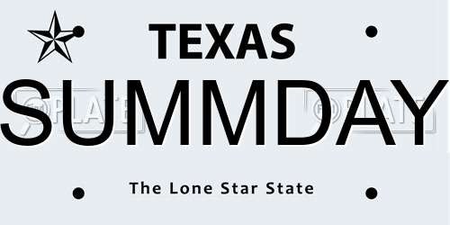 SUMMDAY Texas License Plate