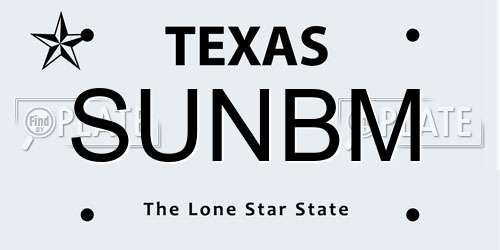 SUNBM Texas License Plate