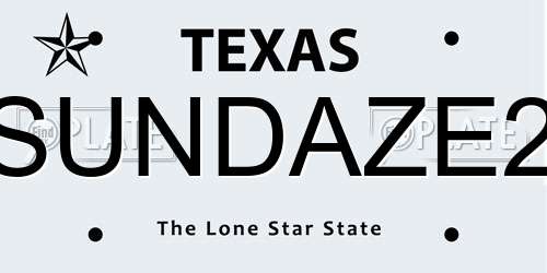 SUNDAZE2 Texas License Plate