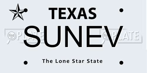 SUNEV Texas License Plate