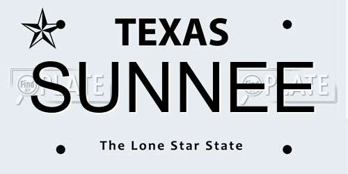 SUNNEE Texas License Plate