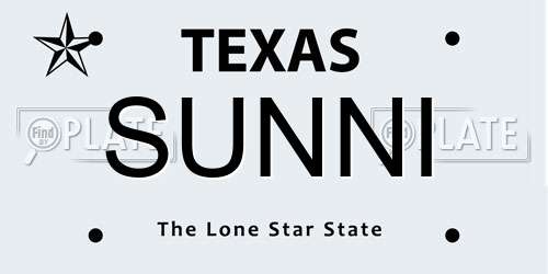 SUNNI Texas License Plate