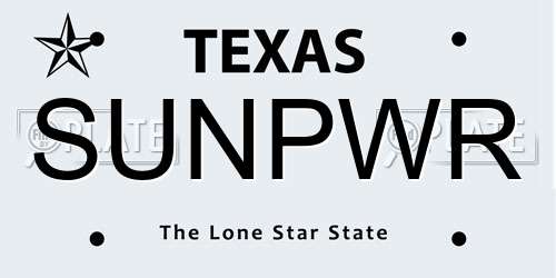 SUNPWR Texas License Plate
