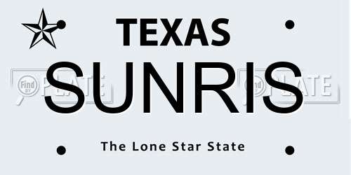 SUNRIS Texas License Plate
