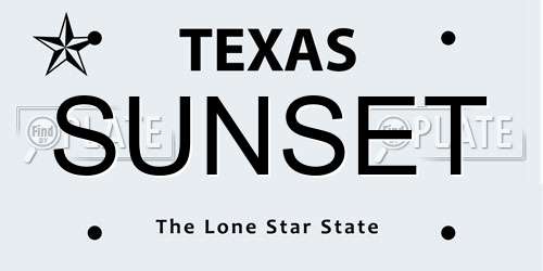 SUNSET Texas License Plate