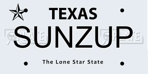 SUNZUP Texas License Plate