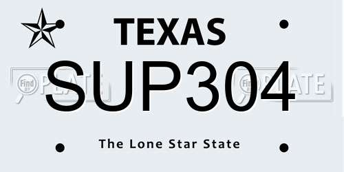 SUP304 Texas License Plate