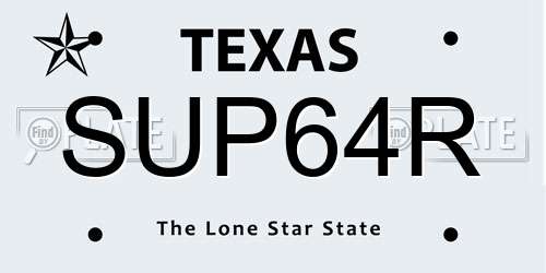 SUP64R Texas License Plate