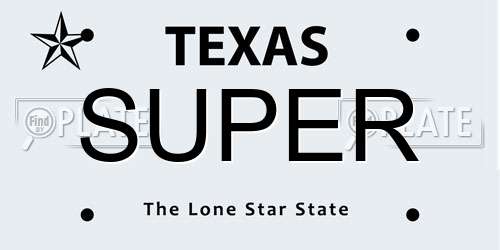SUPER Texas License Plate