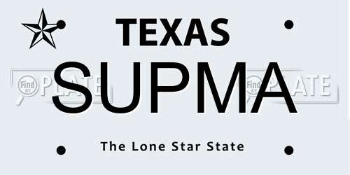 SUPMA Texas License Plate
