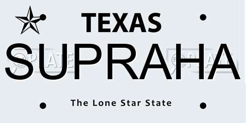 SUPRAHA Texas License Plate
