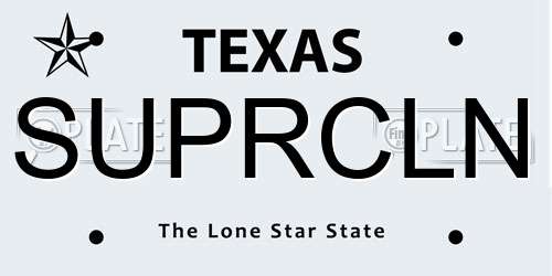 SUPRCLN Texas License Plate