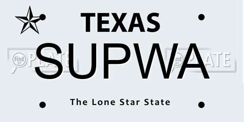 SUPWA Texas License Plate
