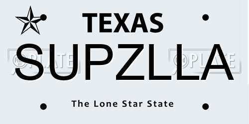 SUPZLLA Texas License Plate