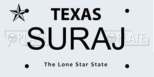 SURAJ Texas License Plate