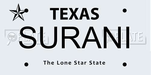 SURANI Texas License Plate