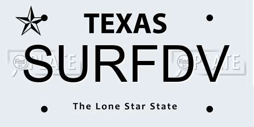 SURFDV Texas License Plate