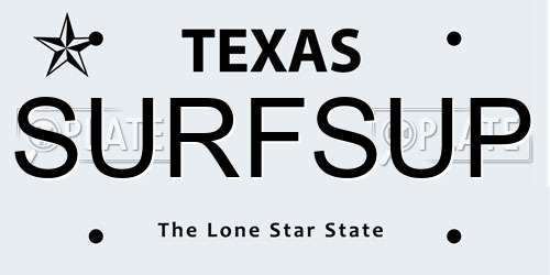 SURFSUP Texas License Plate