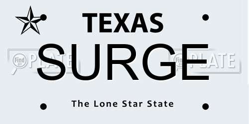 SURGE Texas License Plate