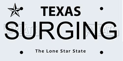 SURGING Texas License Plate