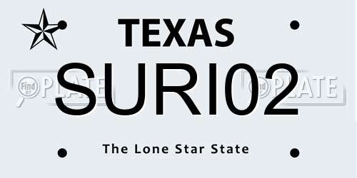 SURI02 Texas License Plate