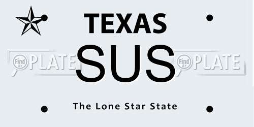 SUS Texas License Plate